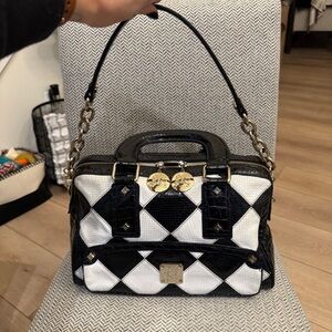 Black and White Authentic MCM Checkered Handbag excellent condition